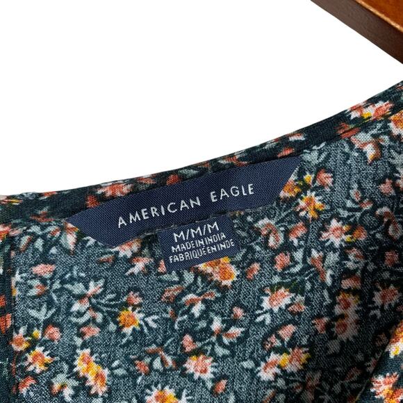 American Eagle Romper Black Floral Short Sleeve Women's M - Picture 6 of 11
